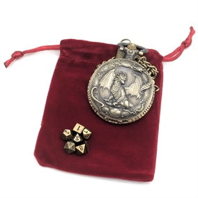 Pocket Watch Edition - Dragon soul - Brass color - Mini Metal RPG dice  - Epic Dwarf Dice